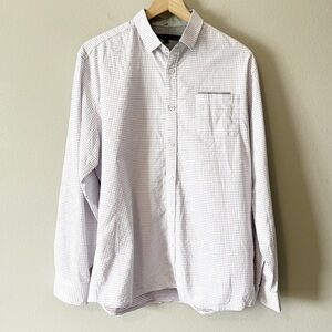 Impatient Wolves White Colored Dobby Long Sleeve Button Front Shirt Size Large